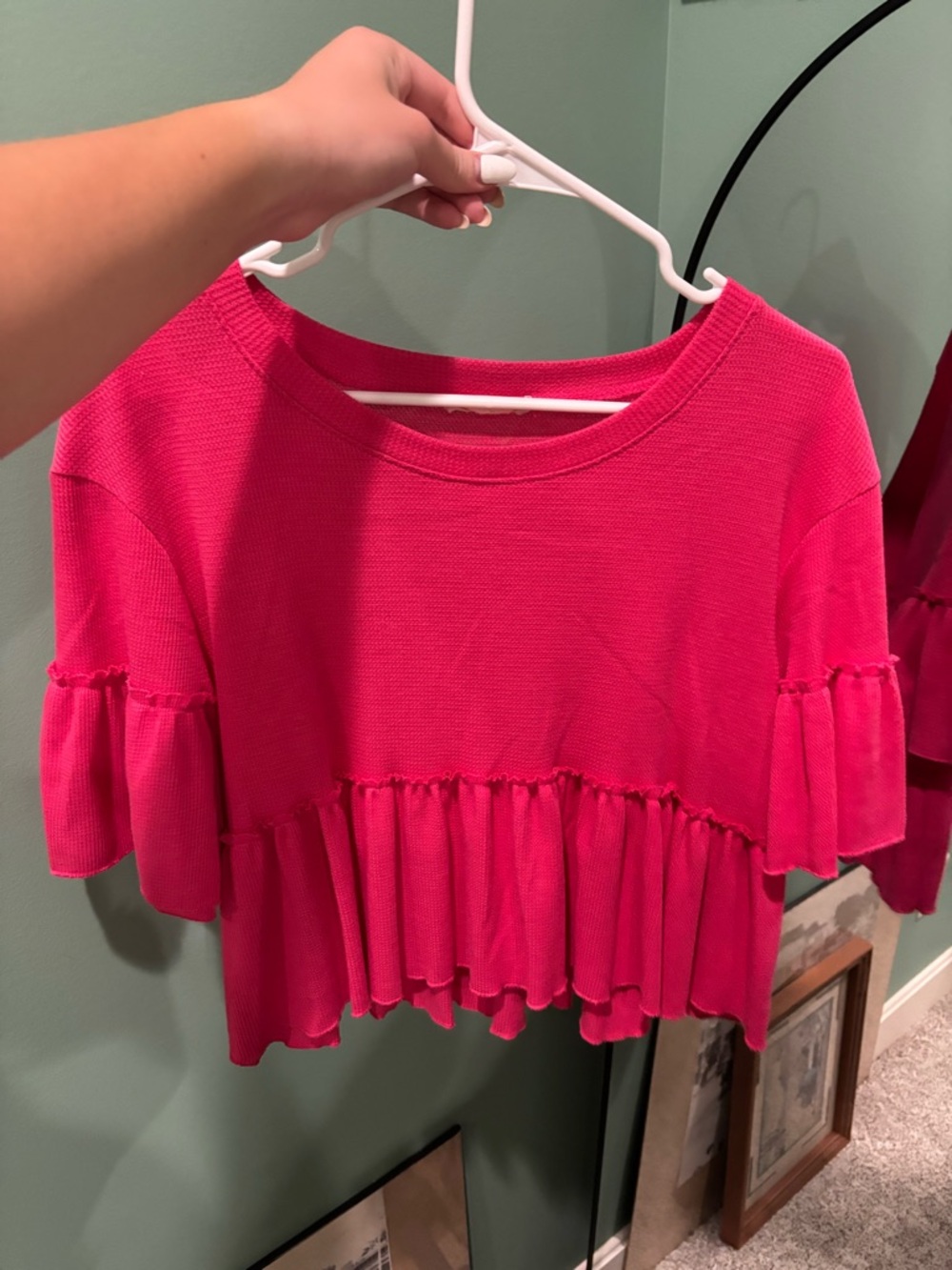 Altar'd State Hot Pink Ruffle Crop Top